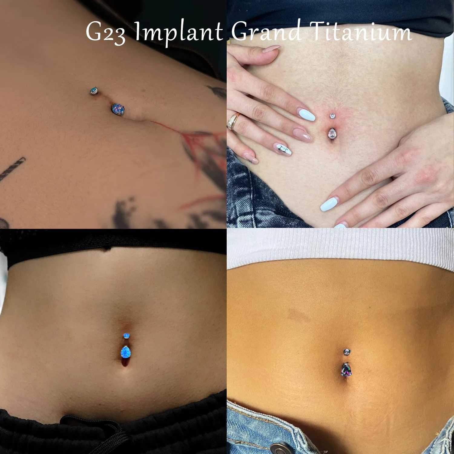 Navel ringen vojo traan navel ring ring navel kubus zirkon opal g23 titanium hypoallergeen schroefdraad 14G body piercing sieraden voor vrouwen d240509