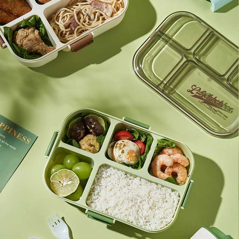 Bolsas de lancheiras 1300 ml Bento Box Recipientes de almoço adultos com 5 compartimento para adultos/crianças com lancheira de mesa Caixa de preservação fresca