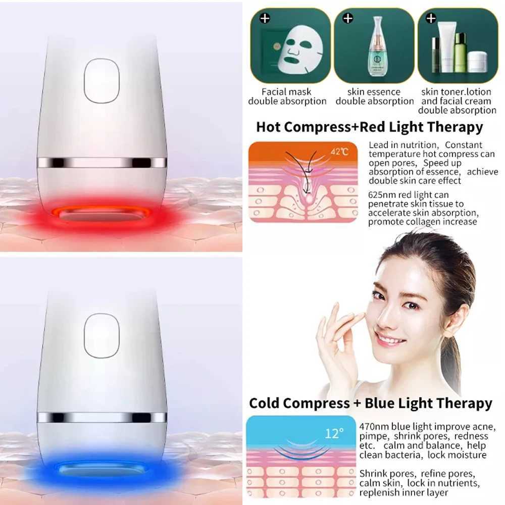 Home Beauty Instrument anti-rides masseur de soins du visage régénération de la peau rouge et bleu Machine de beauté chaude Cold Lifting Q240508