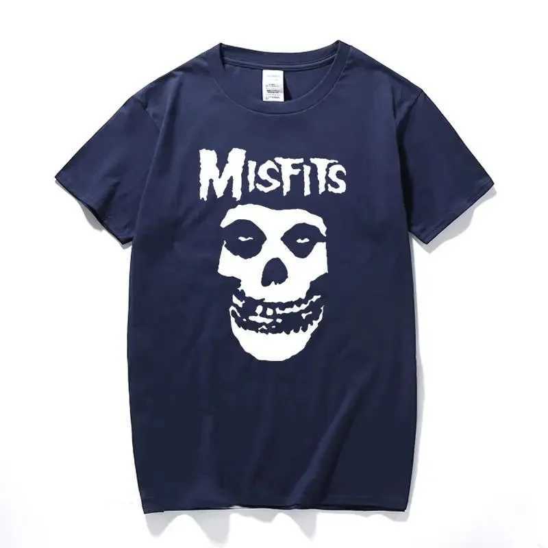 Herren-T-Shirts 2024 Mode Neue Herren Hip-Hop Punk-Schädel Misfits Marke Cotton Kurz-Slve T-Shirt Cooles Design Männlicher Sommer Basic Tops T240506