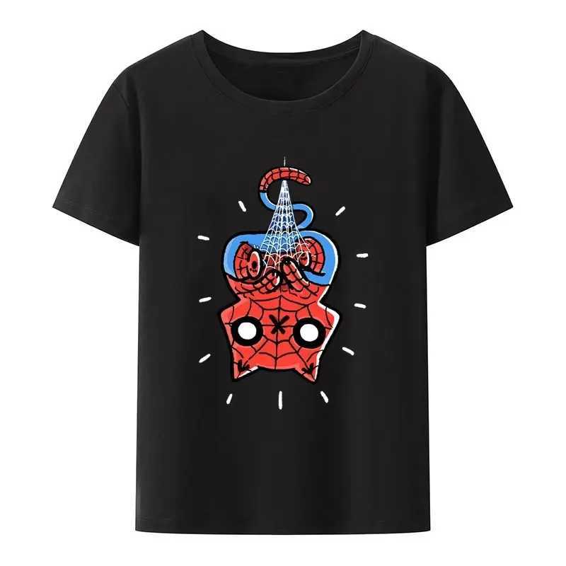 T-shirts masculins T-shirts masculins 2024 Spider Cat T-shirt Strt mode Strtwear T-shirt Men Femmes Couple T-shirt Hip-Hop Hipster O-Neck Tshirt Tshirt T240506