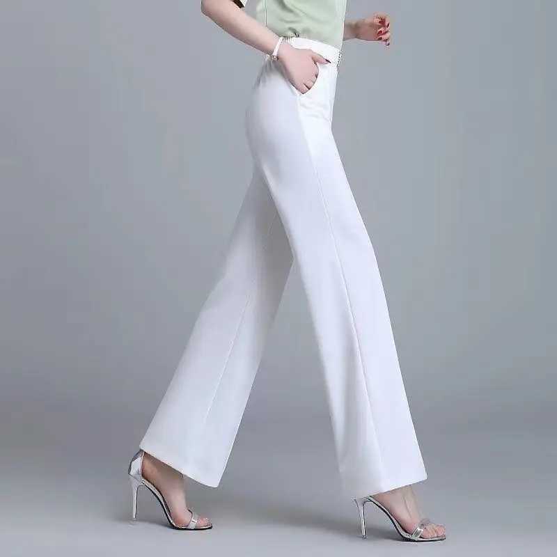 Damenhose Capris Elegant und modische Büro Womens Gürtel gerade Set Hosen Womens 2023 Springsummer High Taille Tasche Volle passende Weitbeinhose 4xll2