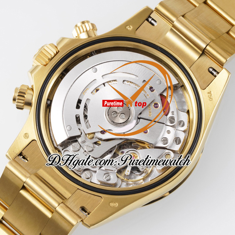 SALE 116508 SA4130 Automatic Chronograph Mens Watch KING Yellow Gold Champagne Stick Dial 904L Oystesteel Bracelet 72H Power Reserv Super Edition Puretime PTRX