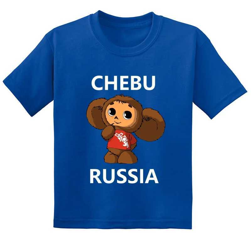 T-shirts Hot Selling Cheburashka Russian Cartoon Gedrukte Childrens T-Shirt Fun Baby Boy Girl Summer Childrens Katoen Kortheupel T-shirtl2405