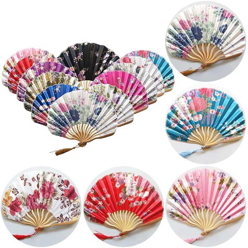 Prodotti in stile cinese in bambù Flowing Flowing Fan Vintage in stile cinese in stile cinese stampato floreale decorazione del matrimonio decorazione da ballo da ballo Fan Dance Hand Fans Props