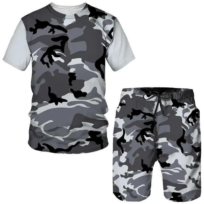 Shorts da uomo Summer Shorts Summer Shorts Sumen Shorts Due abiti da binario e campo da campo abbigliamento sportivo casual mimetizzati 3D Y240508