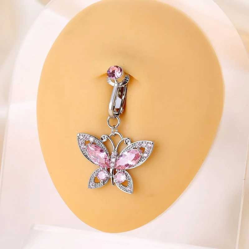 Navel Rings New Snake Fake Belly Ring Butterfly Fake Belly Piercing Butterfly Clip on Umbilical Navel Fake Pircing Cartilage Earring Clip d240509