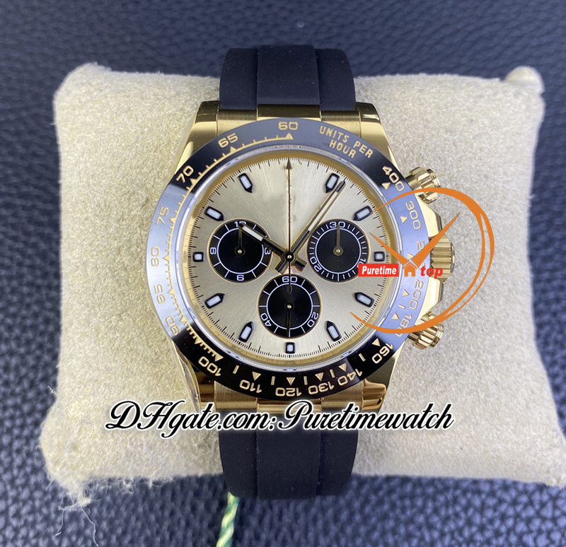 SALE 116518 SA4130 Automatic Chronograph Mens Watch KING Yellow Gold 904L Steel Champagne Black Dial Oysterflex Strap 72H Power Reserv Super Edition Puretime PTRX