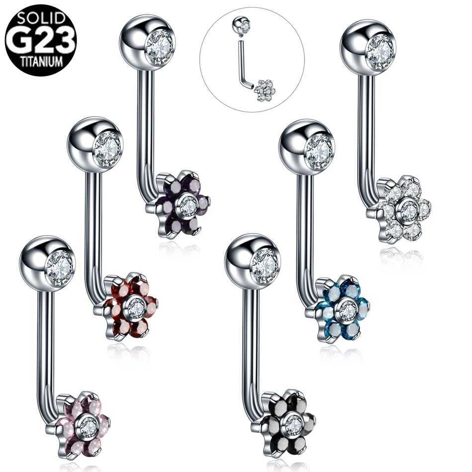 Navel ringen 1 st titanium Christina Vertical Hood Piercings bloem lip ringen opaal sexy lip piercings vch wenkbrauw piercings sieraden d240509