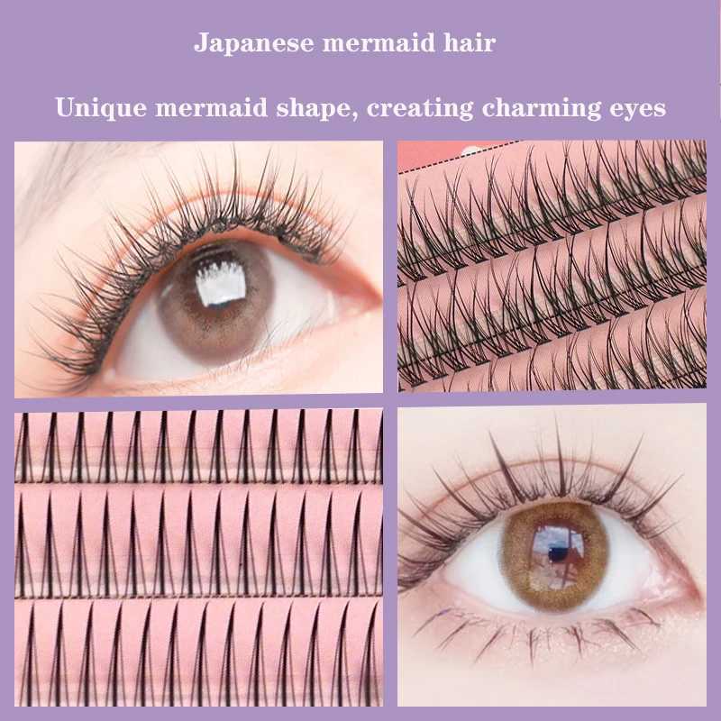 Falska ögonfransar Anlinnet M-formad professionell smink Personlig ögonfrans kluster Spiral Wispy Prefabricated Russian Natural Fluffy False Eyelashes D240508