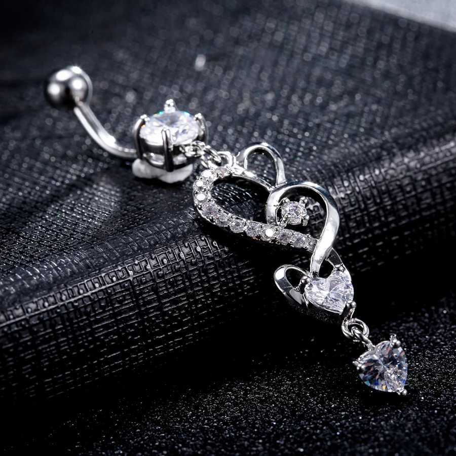 Поз как кольца Kuniu Fashion Fashion Shape Heart Long Belly Ring Fomens Установленное пирсинг -ювелирные украшения D240509