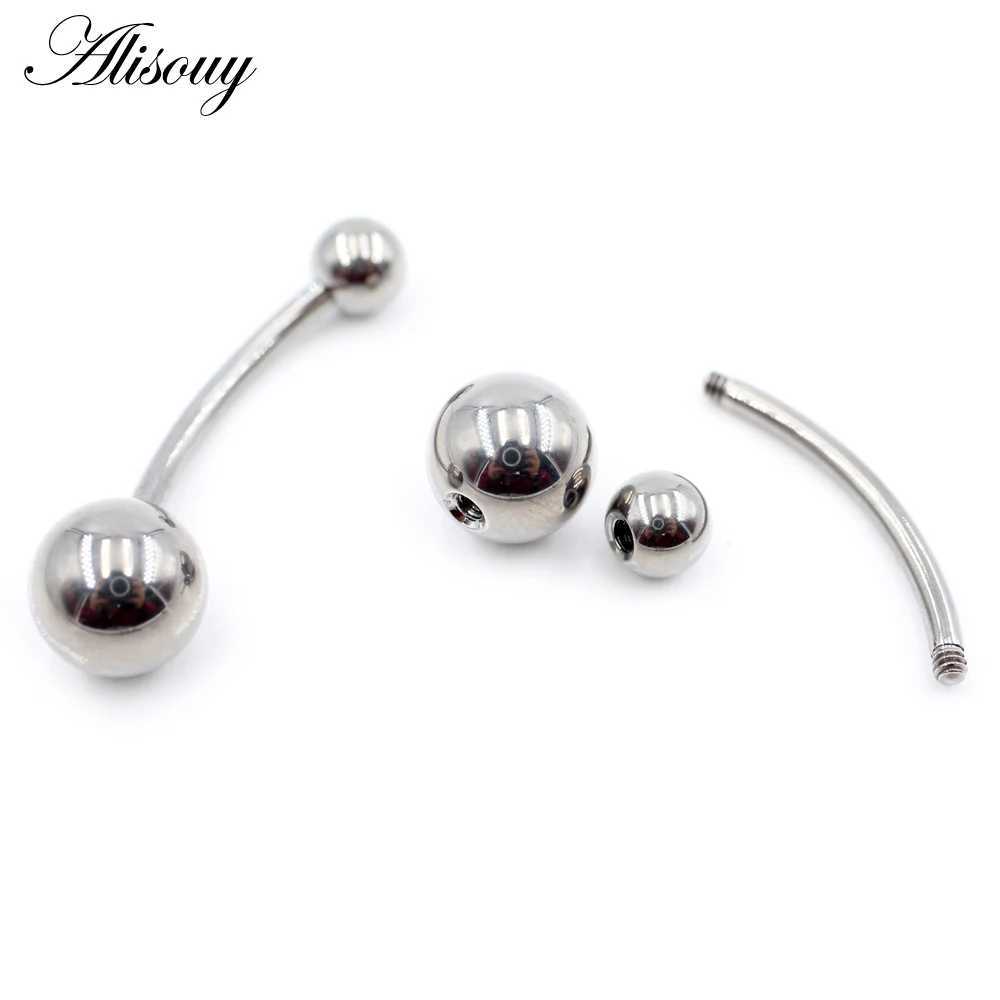 Anéis do umbigo Alisouy 8-16mm Comprimento G23 Titanium Steel Ball Barbell Sexy Ball Ring Ring Anel Piercing Mulheres homens Botão Jóias da carroceria D240509