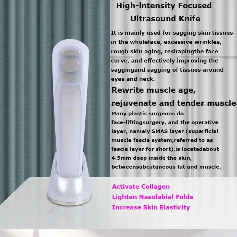 Instrumento de beleza em casa Equipamento de beleza facial em forma de V em forma de V EMS Radiofrequência Máquina de massagem Elefting de pulso elétrico Faca q240508