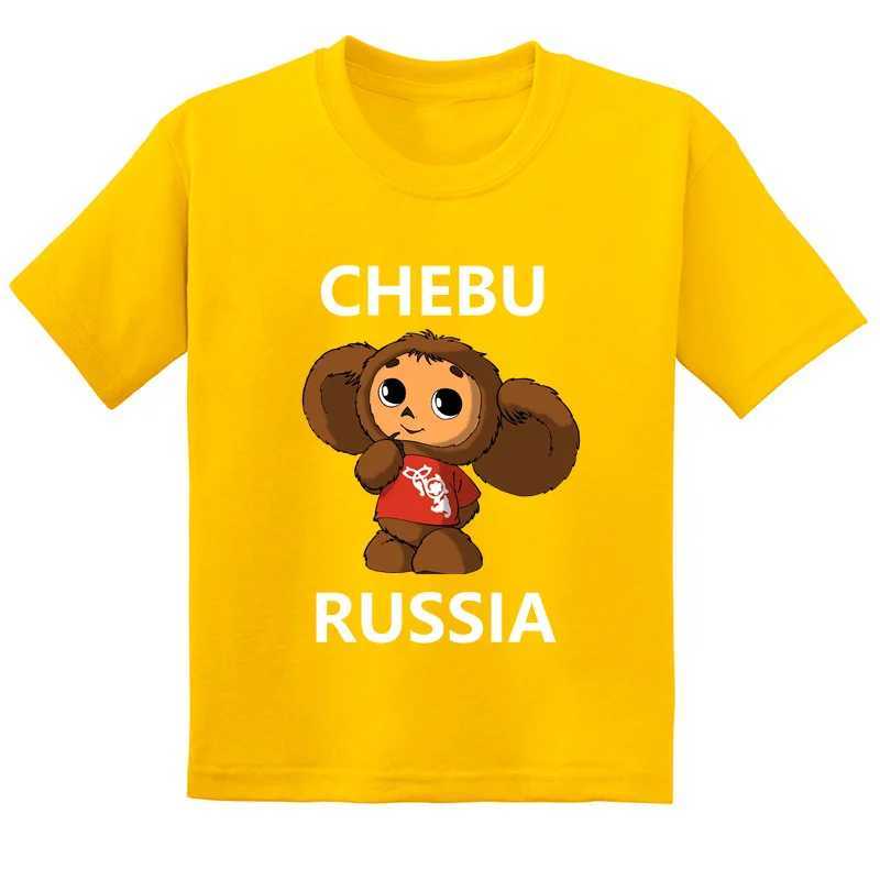 T-shirt che vende hot Cheburashka Russian Cartunato Stampato bambini T-shirt Fun Girl Girl Summer Childrens Cotton Short Shorted T-shirtl2405