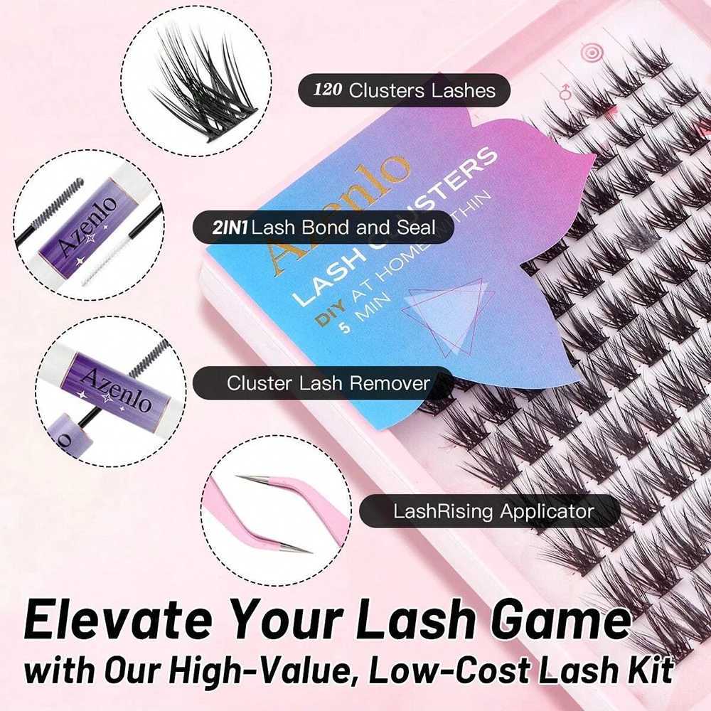 False Eyelashes DIY eyelash extension kit cluster false eyelashes individual eyelashes Wispy fluffy eyelash extension kit with application tools d240508