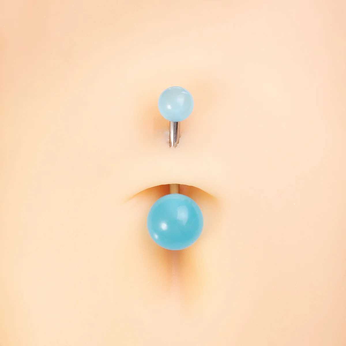 0TSG Navel Rings Glow in The Dark Belly Rings Surgical Steel Belly Button Rings for Women Girls Navel Bars Body Piercing Jewelry 14 Gauge d240509