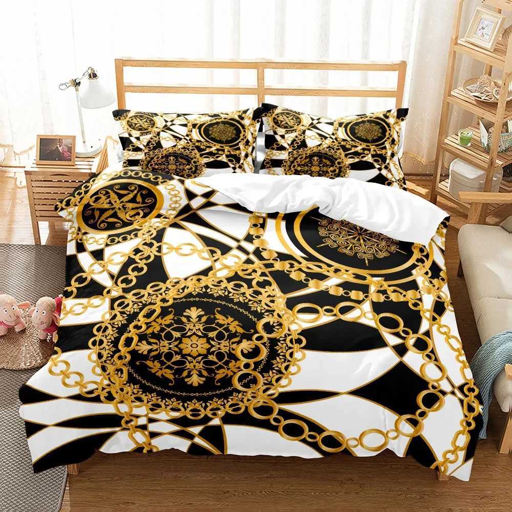 Bedding sets Chain Baroque Pattern Bohemian Bedding Supplies Small Single Double Bed Large Linen Bedding Supplies Adult and Childrens Duvet Cover J240507