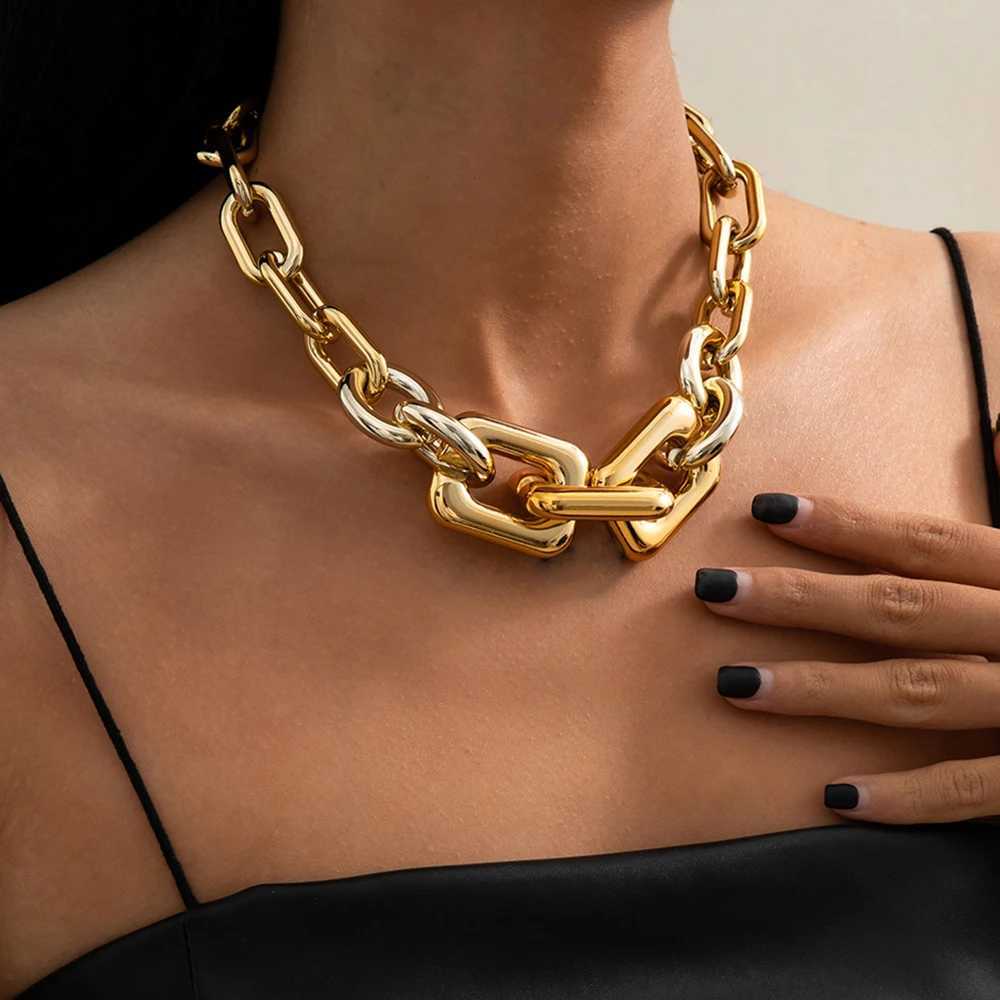 Catene Punk Punk Hiphop Collana donne Color Gold Collare collare a catena grossolana Collier Gioielli esagerati Spesso Spetto Cuban Cuban Cuban D240509