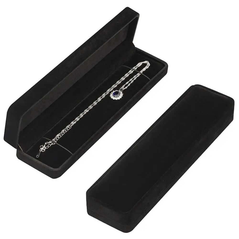 Pudełka na biżuterię długie aksamitne naszyjnik łańcuch ślubny opakowanie biżuterii