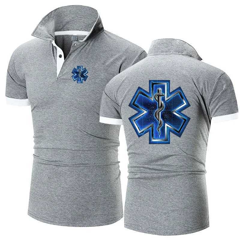 Men's Polos EMT Emergency Ambulance 2024 MENS SUMME NOUVEAU BUSINESS BOUTON POLO FOLM IMPRIMÉ CASSURABLE TOP CASSOIR Q240508