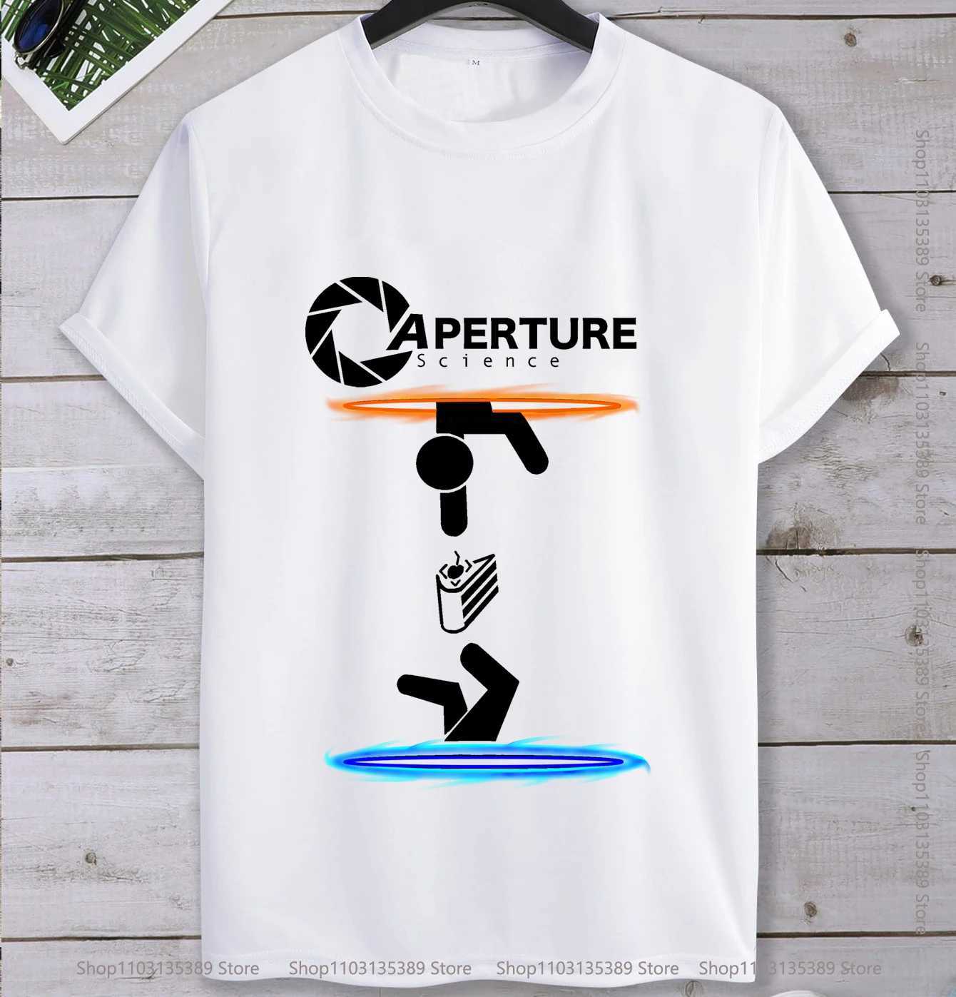 T-shirty męskie pół życia 2 Aperture Science Game Cotton Unisex T-shirt Hot Fashion Travel T-Shirt Męskie ubranie męskie HARAJUKU D240509