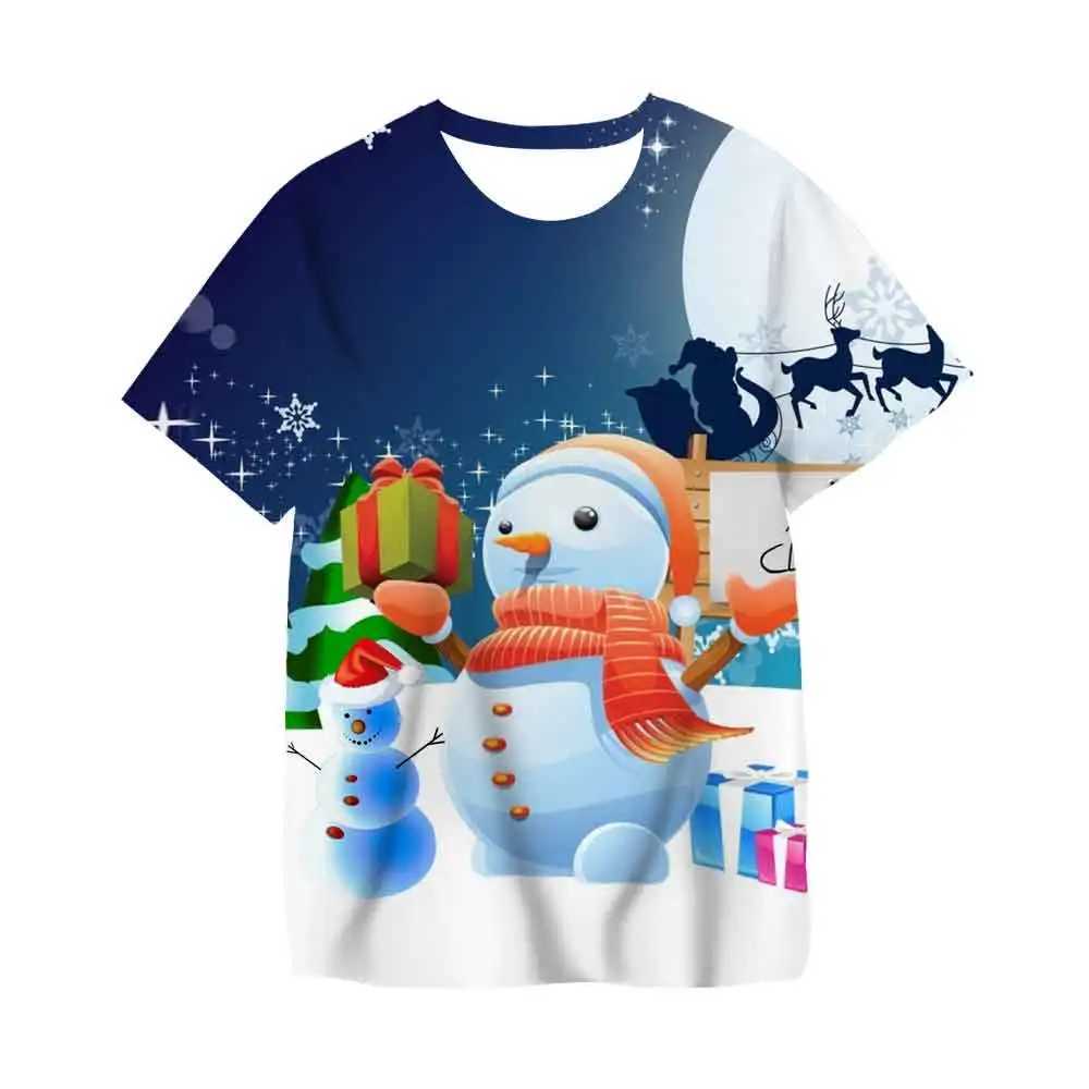 T-shirts Santa Claus série 3D T-shirt adulte imprimé pour les vêtements pour enfants Nouveaux cound coues cours à manches courtes Hip-hop à manches courtes populaires TOPL2405