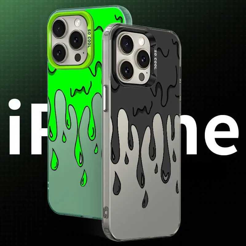 Cas de téléphones portables Case de téléphone pour iPhone 15 11 14 13 Pro Max 12 Mini XR XS X Lens Creative Border Silver plaqué Cover Fun Paint Graffiti Art J240509