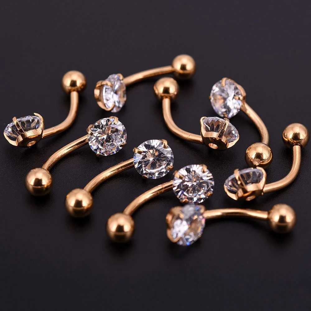 Nombrants Anneaux Jiateng Nouveau anti-allergie Lounger Titanium Boucles d'oreilles Ear Nail Boullement Boulons Navel Piercing Star Heart Round Crystal Jewelry D240509