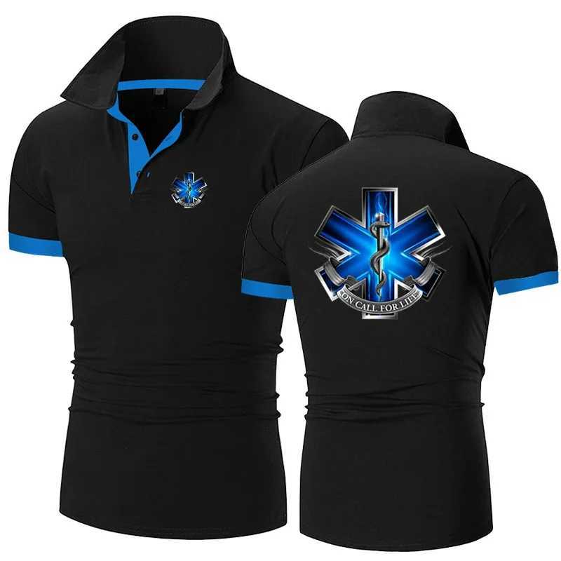 Men's Polos EMT Emergency Ambulance 2024 MENS SUMME NOUVEAU BUSINESS BOUTON POLO FOLM IMPRIMÉ CASSURABLE TOP CASSOIR Q240508