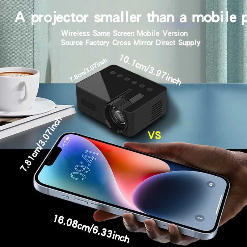 Projektörler YT100 projektör, cep telefonlarına ve tabletlerde yerleşik hoparlörlere 1080p yüksek tanımlı projektör kablosuz bağlantısını destekler J240509