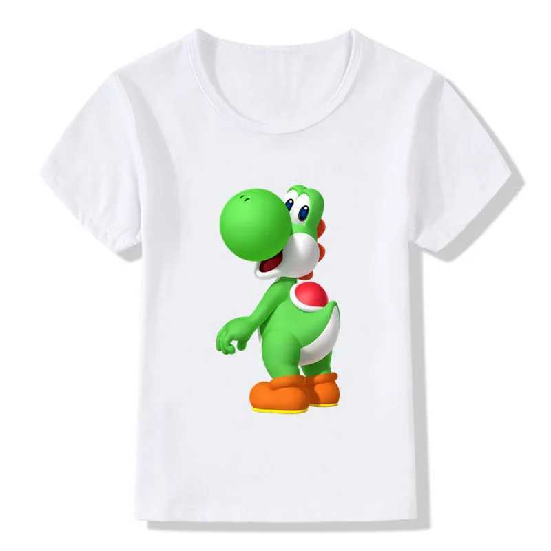 T-Shirts Çocuk Giyim Çocuk/Kız T-Shirt Süper ezilmiş Kardeş Yoshi Karikatür Baskılı Çocuk Komik Tişört Yaz Günlük Bebek Top T-Shirt HKP5444L240509