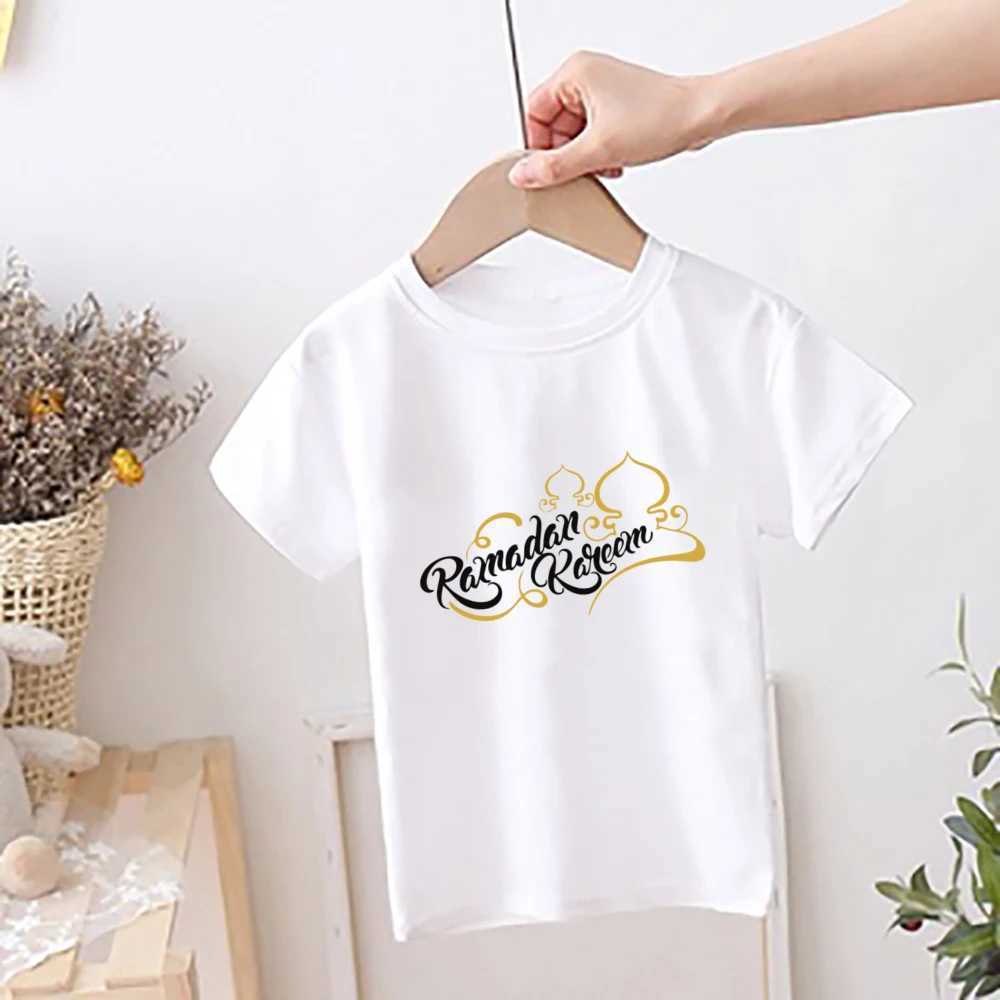 T-shirts Happy Eid Mubarak imprimement kidst-shirt filles garçons Eid Party Clothes Tops Ramadan à manches courtes T
