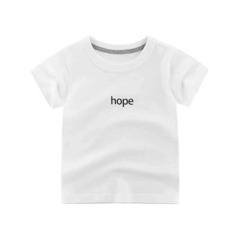 T-shirts 2024 Sommar Nya pojkar brevtryck T-shirt barns korta ärm o-hals bomullstopp t-shirt barnkläder 2-10 år airdropl240509
