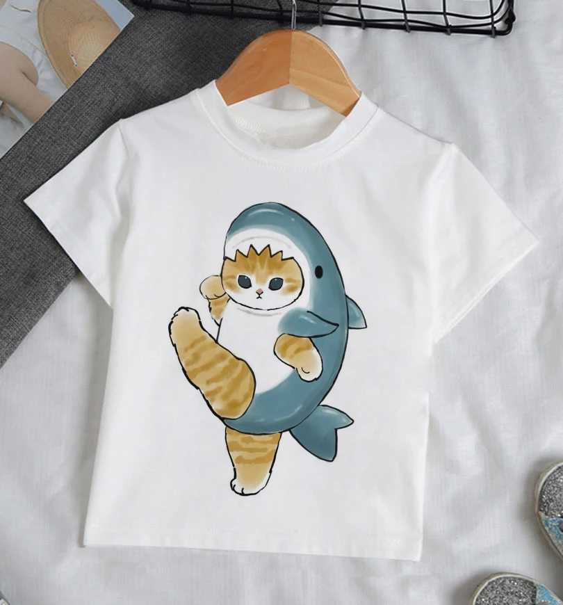 T-shirts t-shirts pour filles vêtements pour garçons animaux chemises pour enfants chats d'été drôles et animés des années 90