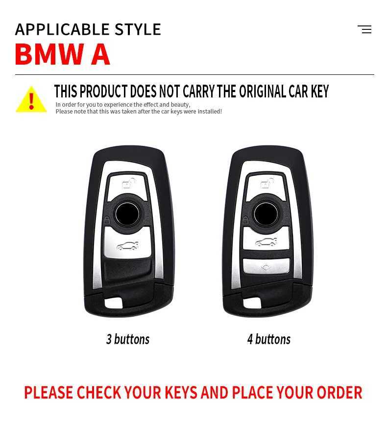 Car Key Zinc Alloy Carbon Fiber Car Key Case Fob For BMW F20 F30 G20 f31 F34 F10 G30 F11 X3 F25 X4 I3 M3 M4 1 3 5 Series Accessories T240509