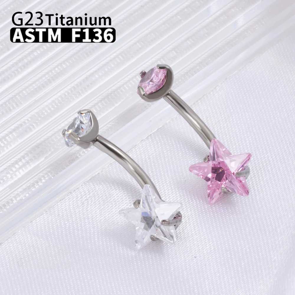 Nombril anneaux G23 Titanium Femmes Sexy Boully Butly Rings Piercing ASTM F136 Bijoux de corps 14G Zircons filetés en interne bijoux en gros D240509