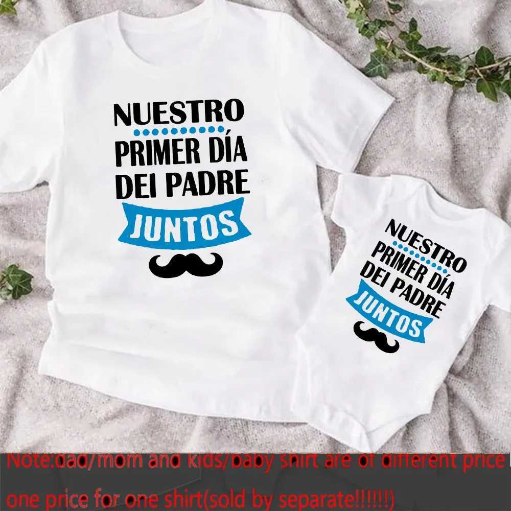 T-shirts Our First Fathers Day Family Matching Clothes Daddy T-shirt Baby Bodysuit Dad Baby Fathers Day Look Outfit Holiday Shirt T240509