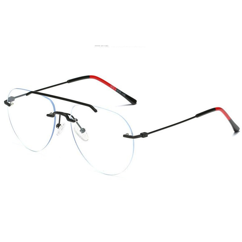 Mode euro-am bigrim anti-bluelight plano unisexe desig hommes gros pilotes de lunettes sans bordure