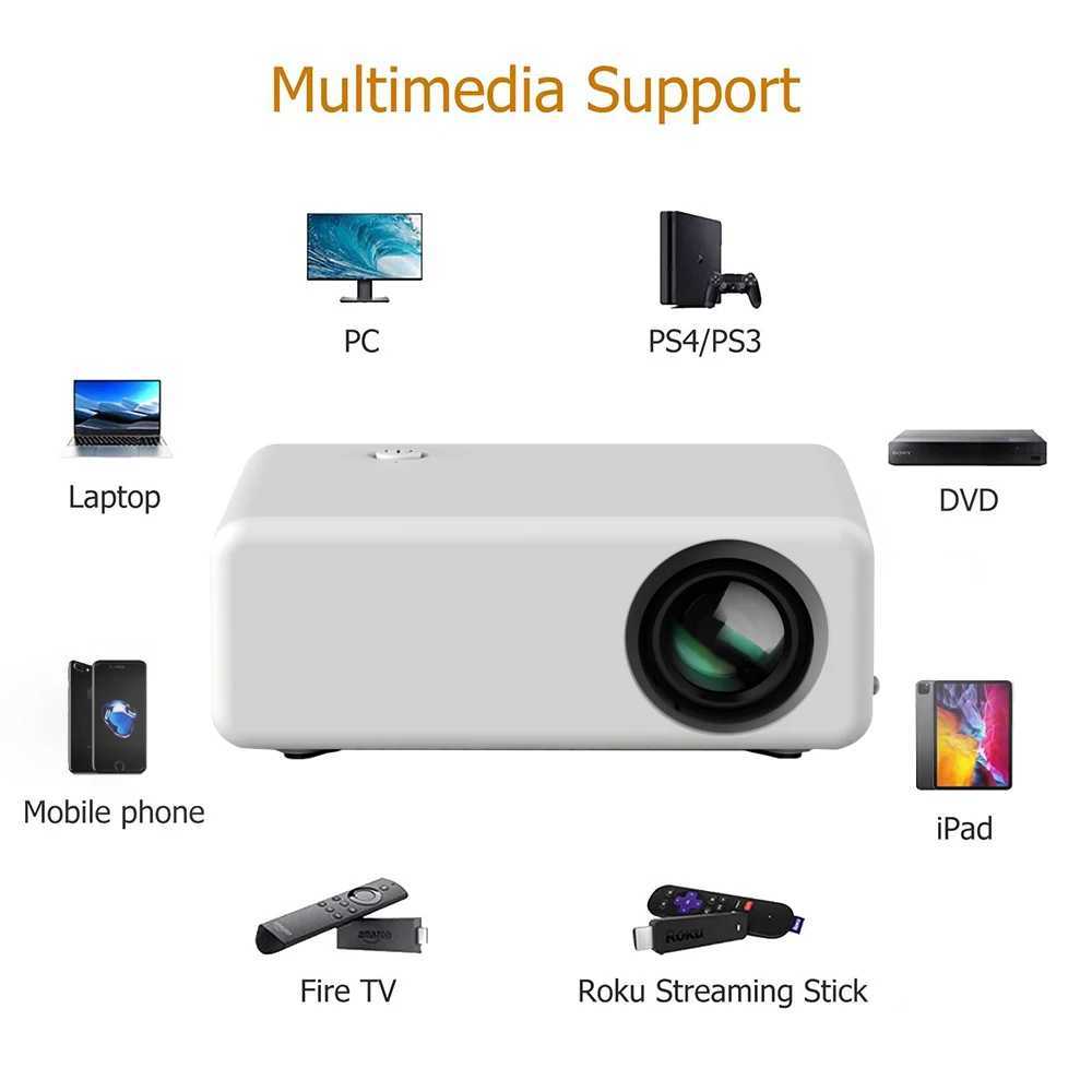 Proiettori Sarange PL1 Mini Proiettore 1080p Supporta Stereo Speaker 480 * Brea video LED 360 Adatto iOS Android TV Stick Roku Xbox PS4 HDMI J240509