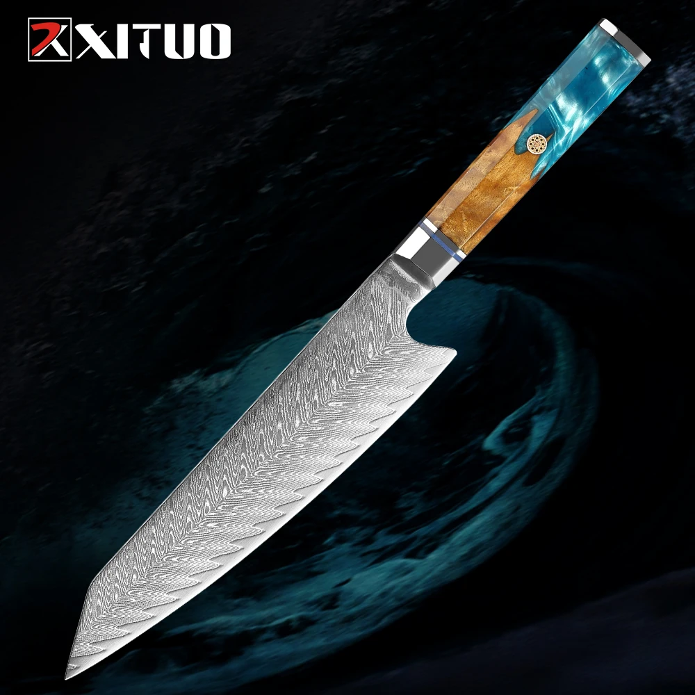 Professionell Damascus kock Kiritsuke Knife Sharp 8 tum Japanese Chefs Kitchen Knife VG10 67 Lager Damascus Steel Slicing Knive