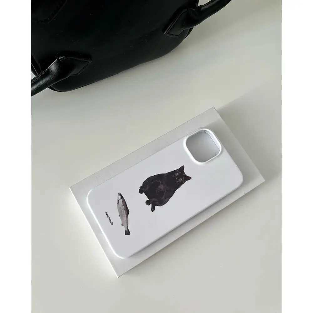 Cas de téléphones portables Cat drôle avec poisson Fish Cute Phone pour iPhone 14 13 11 Pro Max 12 Mini XR XS MAX X 7 8 Plus SE2 SOCKPROOD Back Soft TPU Cover J240509