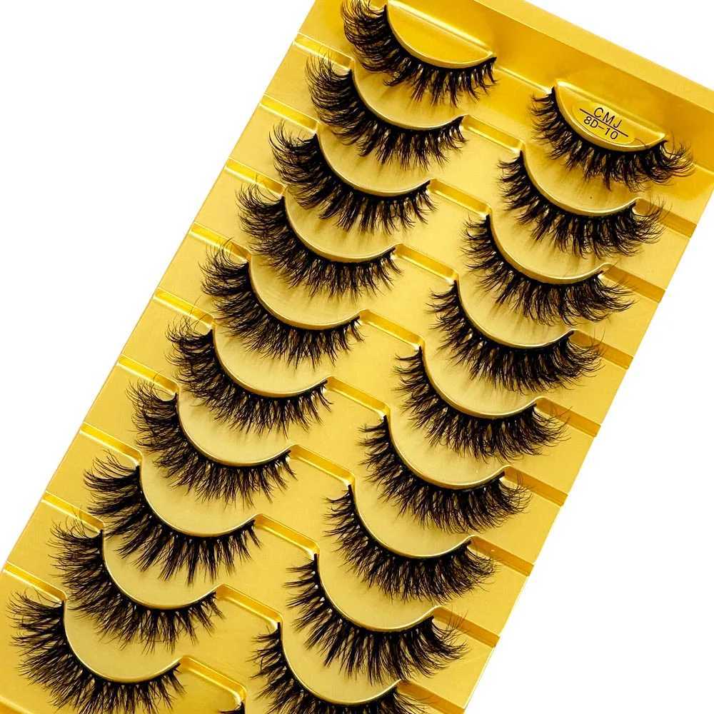 Falsche Wimpern Neue 10 Paare von Katzen -Wimpern 3d natürliche falsche Wimpern flauschige und weiche Kreuz Comic Wimpern Wispy natürliche Wimpernverlängerung Make -up D240508