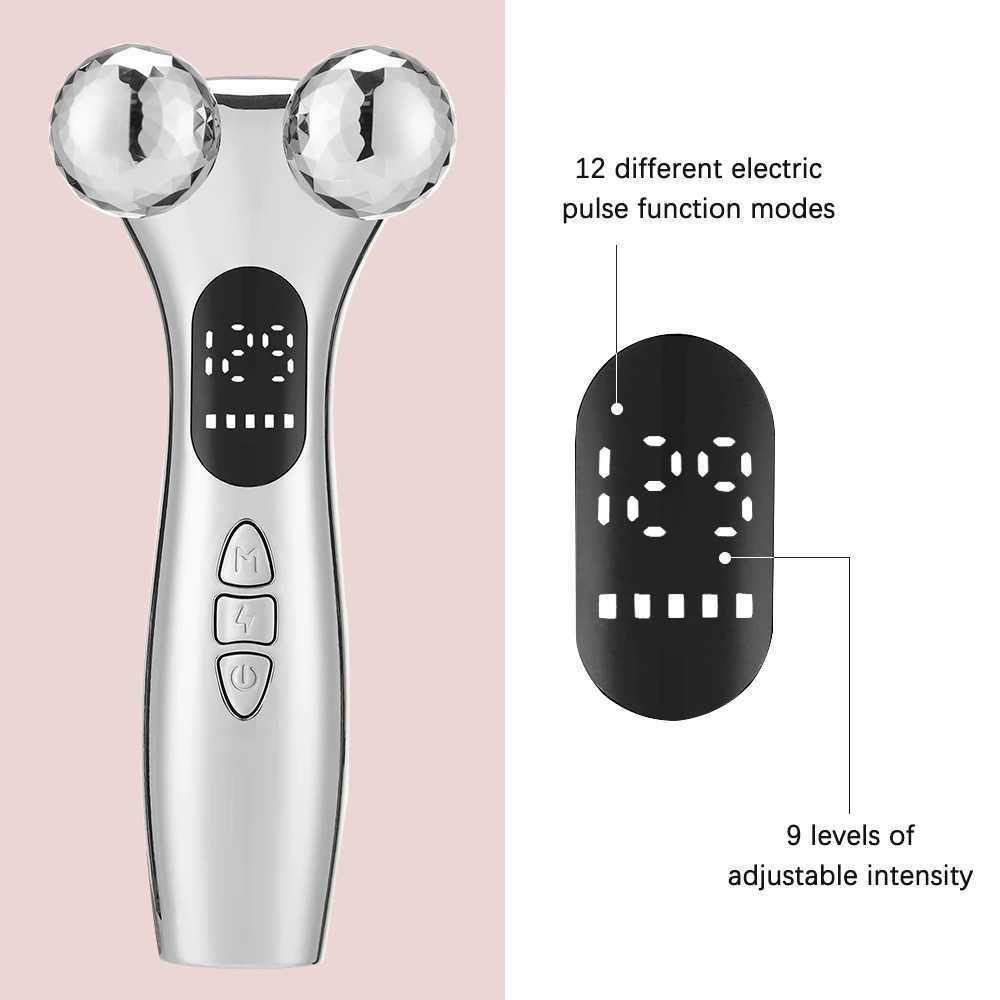 Home Beauty Instrument 4D Roller Facial Massager EMS Lifting Device V-Face Slankere Skin Trachering Dubbele Chin Removal Oogzorg Massage Q240508