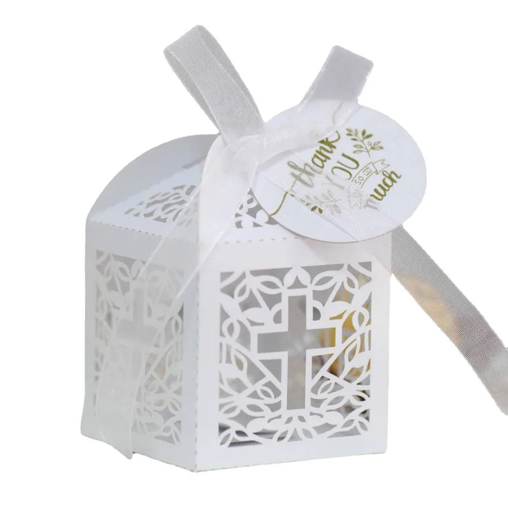 パールペーパーホワイトクロッシングチョコレートキャンディボックスエンジェルベビーシャワーギフトボックス最初の聖体拝領キッズバースデーパーティーの装飾