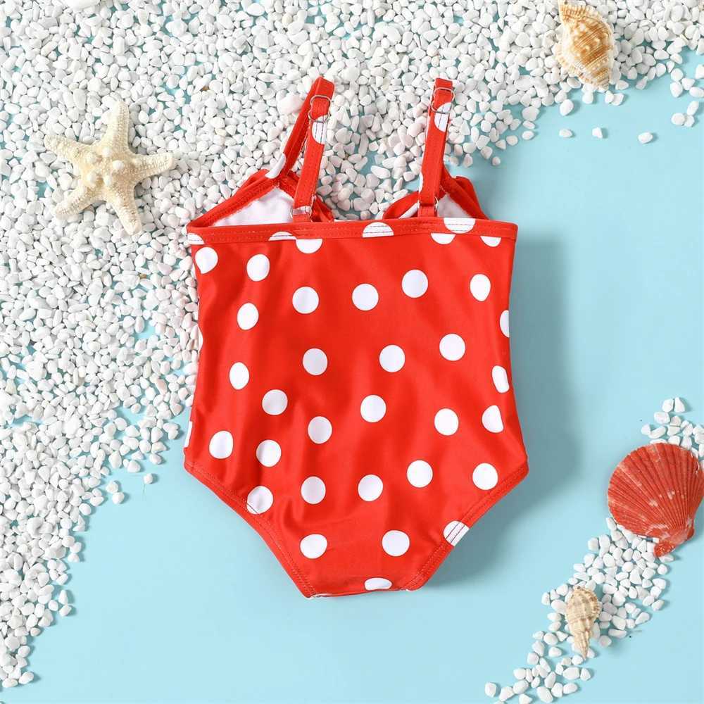 Endelar Nya 3-24m småbarn baby baddräkt söt sommar baby dot baddräkt nyfödd baby ett stycke baddräkt strand kostym h240508