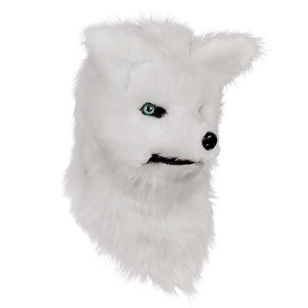 Party Masks Moving Mask White Fox Realistic Clothing Movable Mouth Head Halloween Makeup Q240508