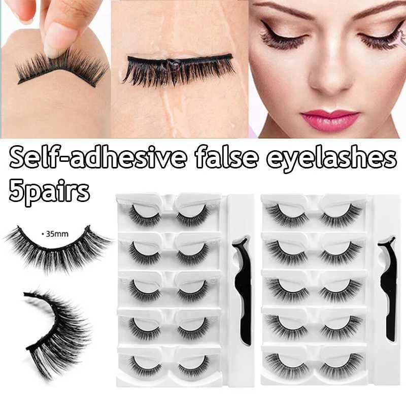 False Eyelashes Natural curly self-adhesive false eyelash glue can be reused to extend eyelashes 3D artificial mink hair waterproof tape eyelashes d240508