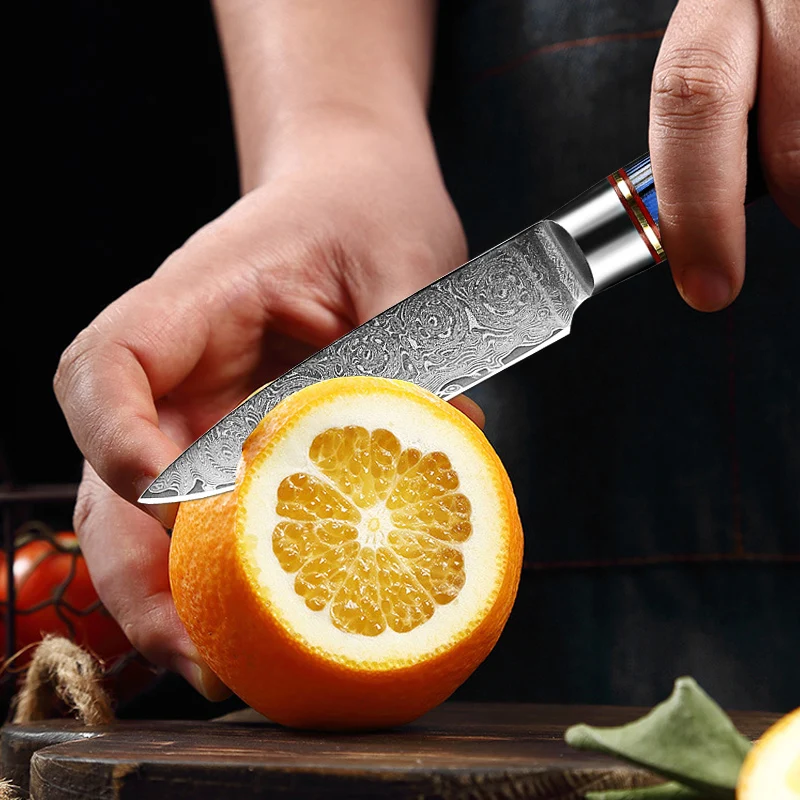 Damascus Caring News 3,5 -дюймовый профессиональный японский нож для японского ножа синий g10 ultra rouck fruit frunt carving cut witchen cut cut