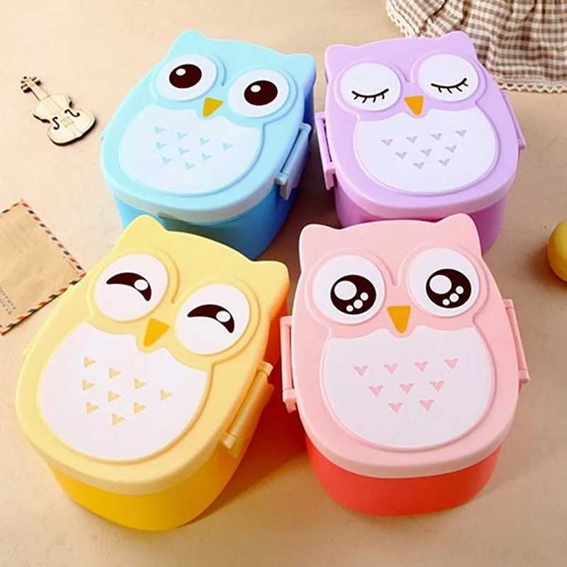 Lunch Boxes Bags Microwave Cartoon Owl Lunch Box Food Storage Container Children Kids School Office Portable Bento Box