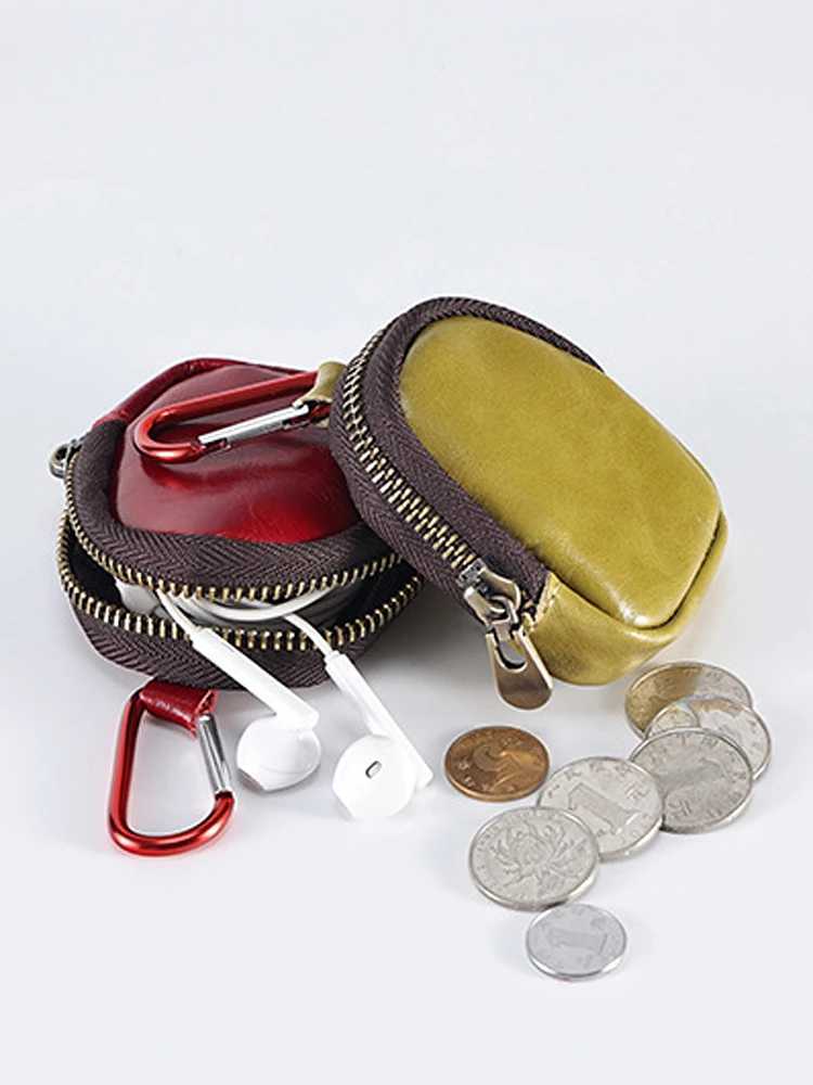 Keychains Lanyards Real Leather Keychain Coin Women Multi-functional Mini Storage Bag With a Key Chain J240509
